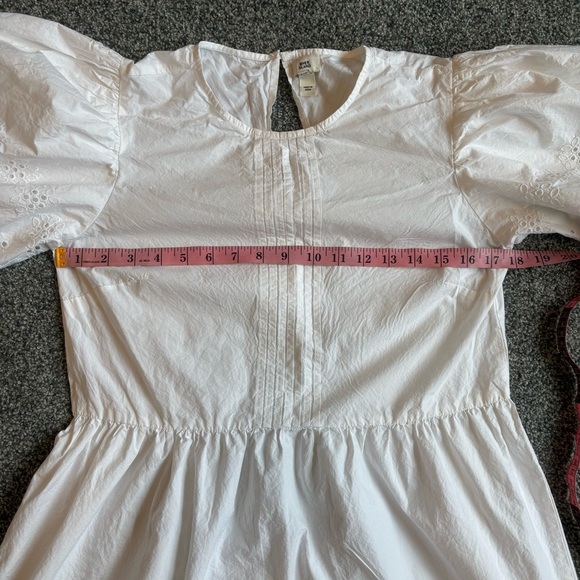 River Island White Puff Sleeve Mini Dress Size 8 – Boho Coastal Ruffle Modest - Picture 5 of 10